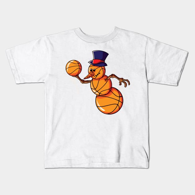 Basketball Snowman Christmas Kids T-Shirt by ghsp